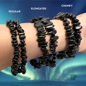 Rare Genuine Greenland Nuummite Stretch Crystal Chip Meditation Bracelet