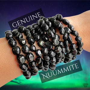 Genuine Nuummite Stretch Bracelet, Unique Rare Collector Gift, Empath Aura Protection Bracelet, 3 Billion Years Old Greenland Stone Nugget