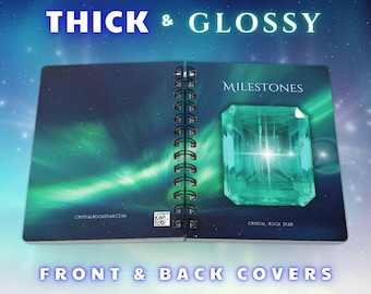 Emerald Gemstone Dream Journal, Aurora Borealis Spiral Notebook, Milestones Starseed Crystal Collection Grimoire Book
