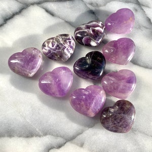 Amethyst Puffy Heart Palm Stone - Polished Purple Crystal - Chunky 1.7" - CrystalRockStar Meditation Yoga Collector Decor