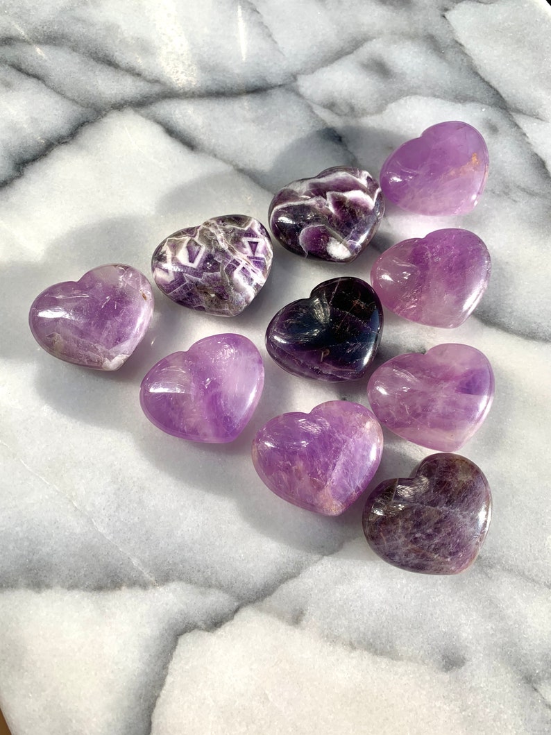 Amethyst Puffy Heart Palm Stone - Polished Purple Crystal - Chunky 1.7" - CrystalRockStar Meditation Yoga Collector Decor