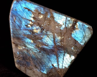 Labradorite Large Crystal - Blue Flash Standing Display Centerpiece - Office Desk Bedside Table Decor Freeform 8" x 9" - Housewarming Gift