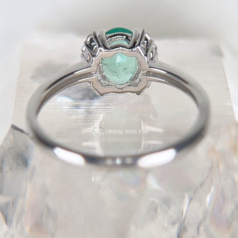 Genuine Emerald Ring Sterling Silver, 8x6mm Size 5 6 8, Natural May Birthstone 1.1 ct, Oval Engagement Ring, Colombian Emerald Ring, CZ Accents, CrystalRockStar Los Angeles, California Womens Jewerly Gifts