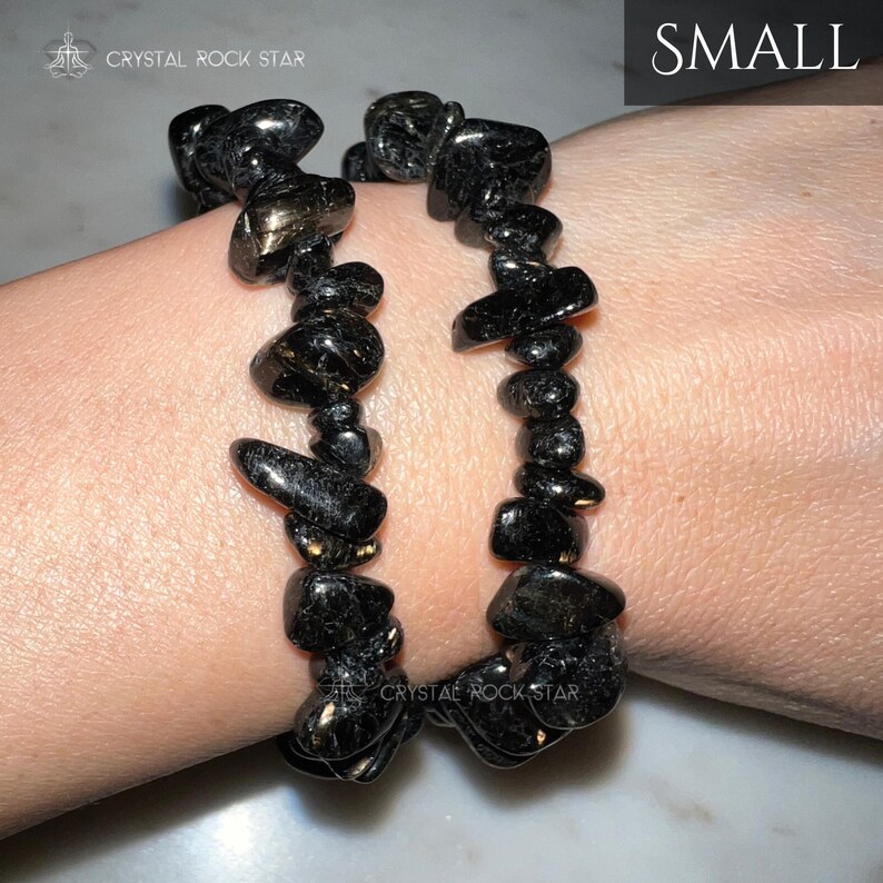 Genuine Nuummite Small Chip Stretch Bracelet - Authentic Genuine Rare Greenland Crystal Rock Star - Los Angeles California CA Shop, Empath Protection Jewelry