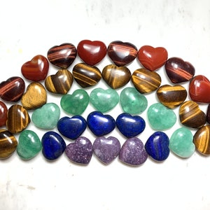 Gemstone Heart Palm Stone - Polished Rainbow Crystals - Chunky 1.7" - CrystalRockStar Meditation Yoga Collector Decor