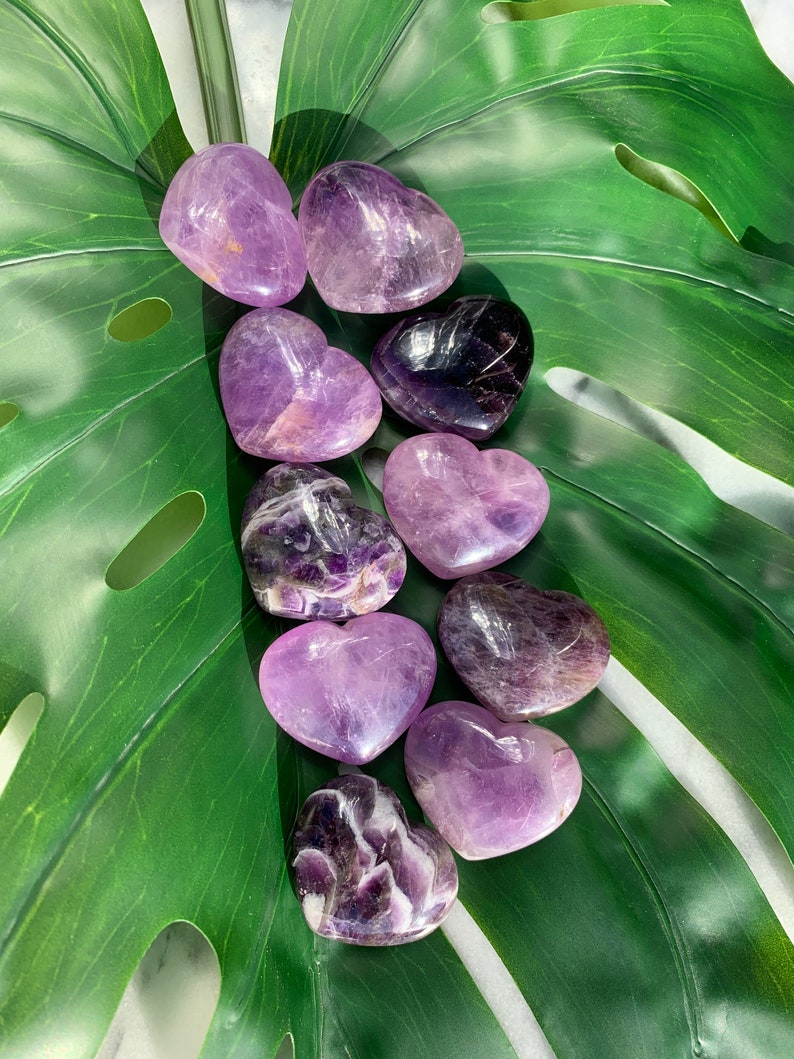 Amethyst Puffy Heart Palm Stone - Polished Purple Crystal - Chunky 1.7" - CrystalRockStar Meditation Yoga Collector Decor