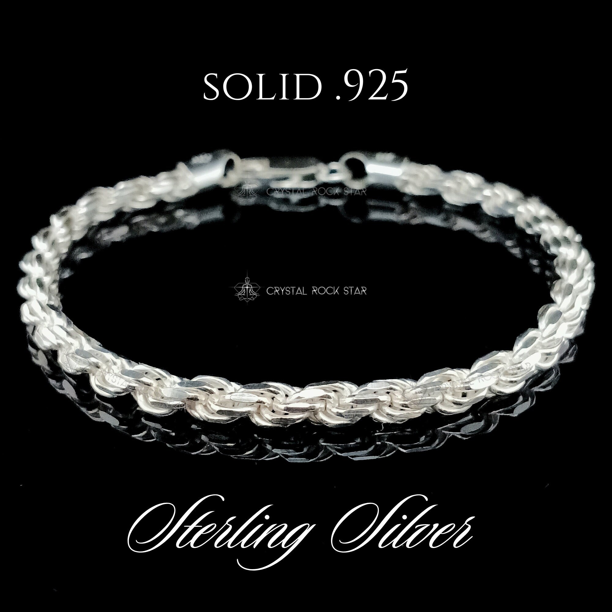 Sterling Silver Rope Bracelet 8 4.5mm, Mens Chain Bracelet, 925 Silver Rope Bracelet, Gift for Him, Diamond Cut Twist, Solid Italian Silver - Etsy Sterling Silver Rope Bracelet 8 4.5mm, Mens Chain Bracelet, 925 Silver Rope Bracelet, Gift for Him, Diamond Cut Twist, Solid Italian Silver - Etsy