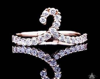 Wave Diamond Ring - 18K Solid Gold  - Ocean Stacking Ring - White Yellow Rose Gold - Size 6