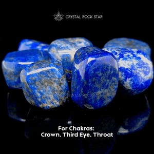 Lapis Lazuli Tumble Stone, Natural Blue Genuine Lapis Lazuli, Psychic Meditation Third Eye Chakra Intuition Empath Protection Crystal Grid - CrystalRockStar California