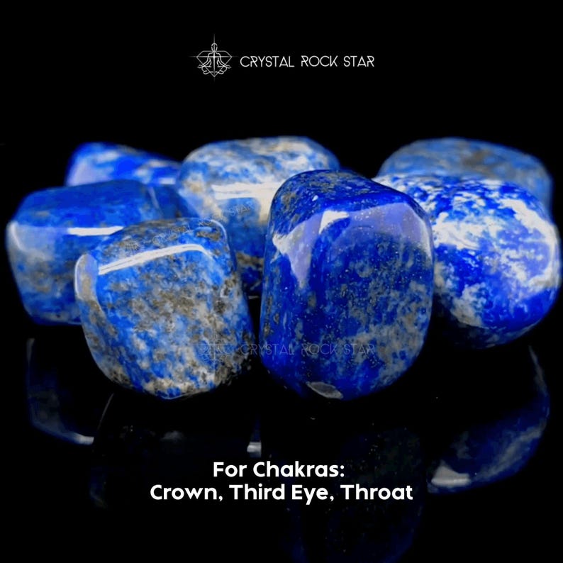 Lapis Lazuli Tumble Stone, Natural Blue Genuine Lapis Lazuli, Psychic Meditation Third Eye Chakra Intuition Empath Protection Crystal Grid - CrystalRockStar California