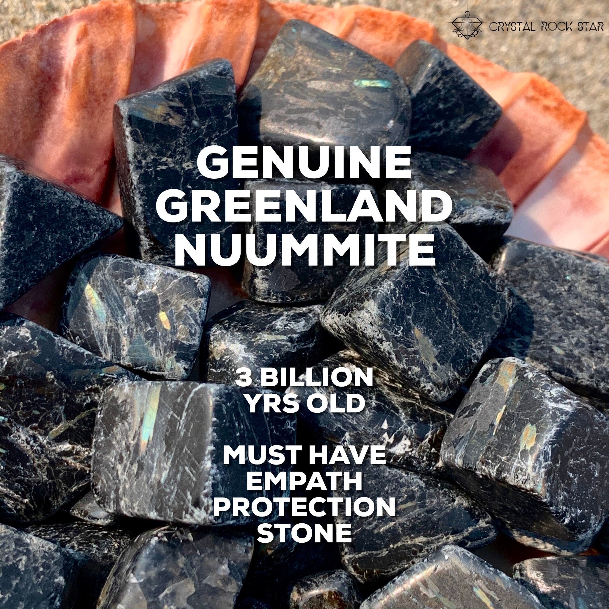 Greenlandic Nuummite Crystal Pocket Palm Stone Reiki ZENERGY GEMS™ ~30g 1 