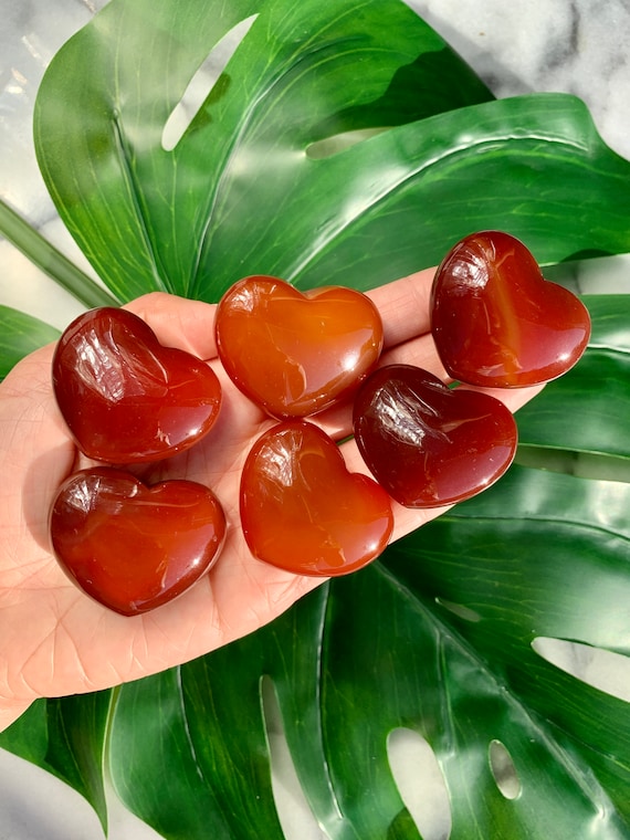 Carnelian Heart Palm Stone - Sacral Chakra Meditation Crystal Lover Gift - 1.7"