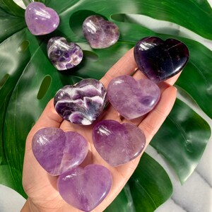 Amethyst Puffy Heart Palm Stone - Polished Purple Crystal - Chunky 1.7" - CrystalRockStar Meditation Yoga Collector Decor