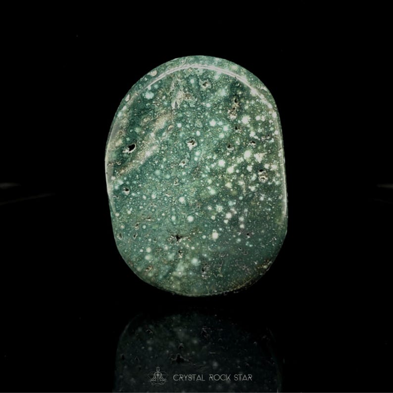 Ocean Jasper Crystal Palm Stone Green Premium Flat Oval Worry Stone CrystalRockStar Los Angeles