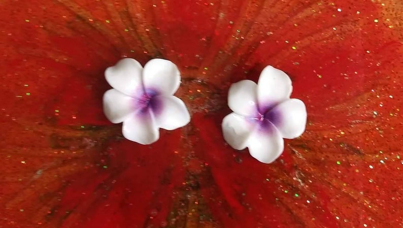 Colorful Plumeria Flower Stud Earrings Hypoallergenic Stainless Steel image 5