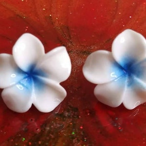 Colorful Plumeria Flower Stud Earrings Hypoallergenic Stainless Steel image 7