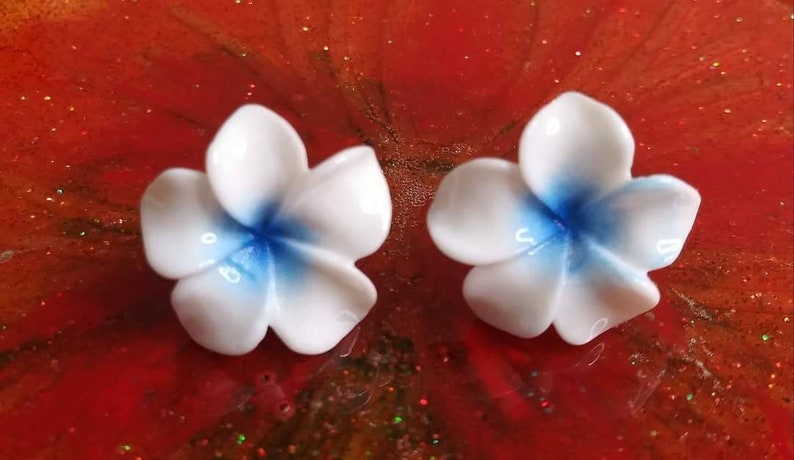 Colorful Plumeria Flower Stud Earrings Hypoallergenic Stainless Steel image 7