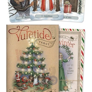 Zestaw kart tarota Yuletide i przewodnik po kartach wyroczni i książkach magia magia rzemiosło czarownictwo wicca pogaństwo wiccan celtycki okres Yule
