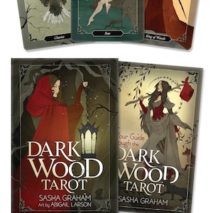 Donkerhouten tarotkit kaartendeck en gidsset orakelkaarten en boek magische magie heks ambacht hekserij wicca heidense mysticus wicca gothic gothic