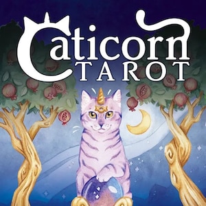 Ensemble de cartes de tarot Caticorne et guide de jeu de cartes Oracle Card Deck Book Kit art fantastique magick magie païenne sorcellerie artisanat sorcellerie Chat Licorne fées chats