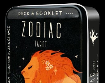 Zodiac Tarot in Tin oracle cards card divination kit mystical fortune telling card set pagan witch craft witchcraft Astrological Astrology