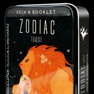 Tarô do zodíaco em lata, cartas de oráculo, kit de adivinhação, conjunto de cartas de adivinhação mística, bruxaria pagã, bruxaria, astrologia astrológica