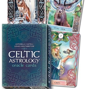 Astrologia Celtica Oracle Kit Mazzo Carte Set Carta Libretto divinazione magia pagana wicca stregoneria stregoneria tarocchi druido astrologico