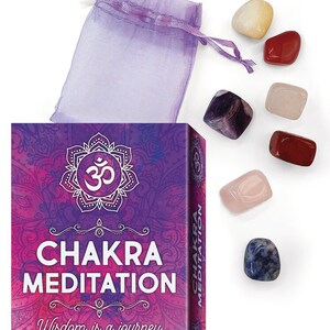 Chakra Meditation Oracle Set With 7 Crystals Carrying Bag Divination Board & Guidebook Kit chakras stones Vedic astrology Hindu yoga Indian