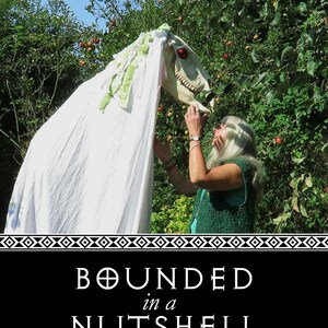 May include: A black and white book cover with the title "BOUNDED in a NUTSHELL" and the subtitle "Lockdown, Magic & Infinite Space" by VAL THOMAS. The cover features a white stylized image of an Egyptian goddess with wings.