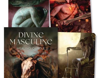 Divine Masculine Healing Oracle Cards & Guidebook Set Tarot Card Deck Book Kit magick magic pagan wicca witch craft witchcraft Druid Celtic