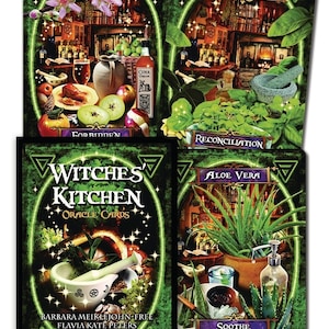 Kit de cartas oracle de cozinha para bruxas, conjunto de cartas, livreto, adivinhação, magia, pagão, wicca, wiccan, bruxaria, artesanato, tarô