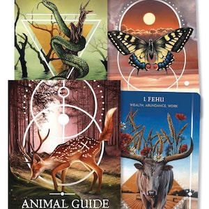 Kit di carte runiche guida animali mazzo di carte e set di guida tarocchi e libro animali magia magia stregoneria stregoneria wicca oracolo wiccan