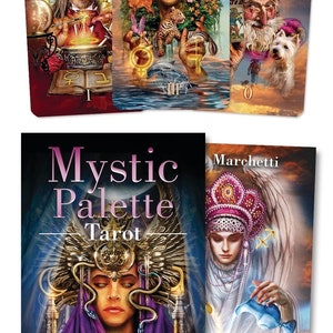 Zestaw Mystic Palette Tarot Card Deck & Guidebook Zestaw kart Oracle i książek Magia magiczna czarownictwo czarownictwo wicca pogański mistycyzm Sztuka fantasy