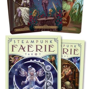 Juego de cartas de tarot Steampunk Faerie y guía Juego de cartas de oráculo Libro de magia brujería brujería wicca pagano wiccan hada hada
