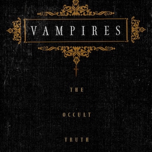 Pode incluir: Capa de livro com fundo preto e detalhes dourados. O t&iacute;tulo "Vampires: The Occult Truth" est&aacute; escrito em letras douradas. O nome do autor, "Konstantinos", est&aacute; escrito em letras douradas na parte superior da capa. O livro trata sobre vampiros e o oculto.