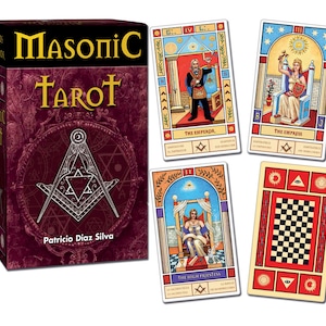 Tarot Masónico Cartas y Juego de Libros Oracle Card Deck Kit Mason masones Masón magia magia brujería pagana brujería wicca Francmasonería