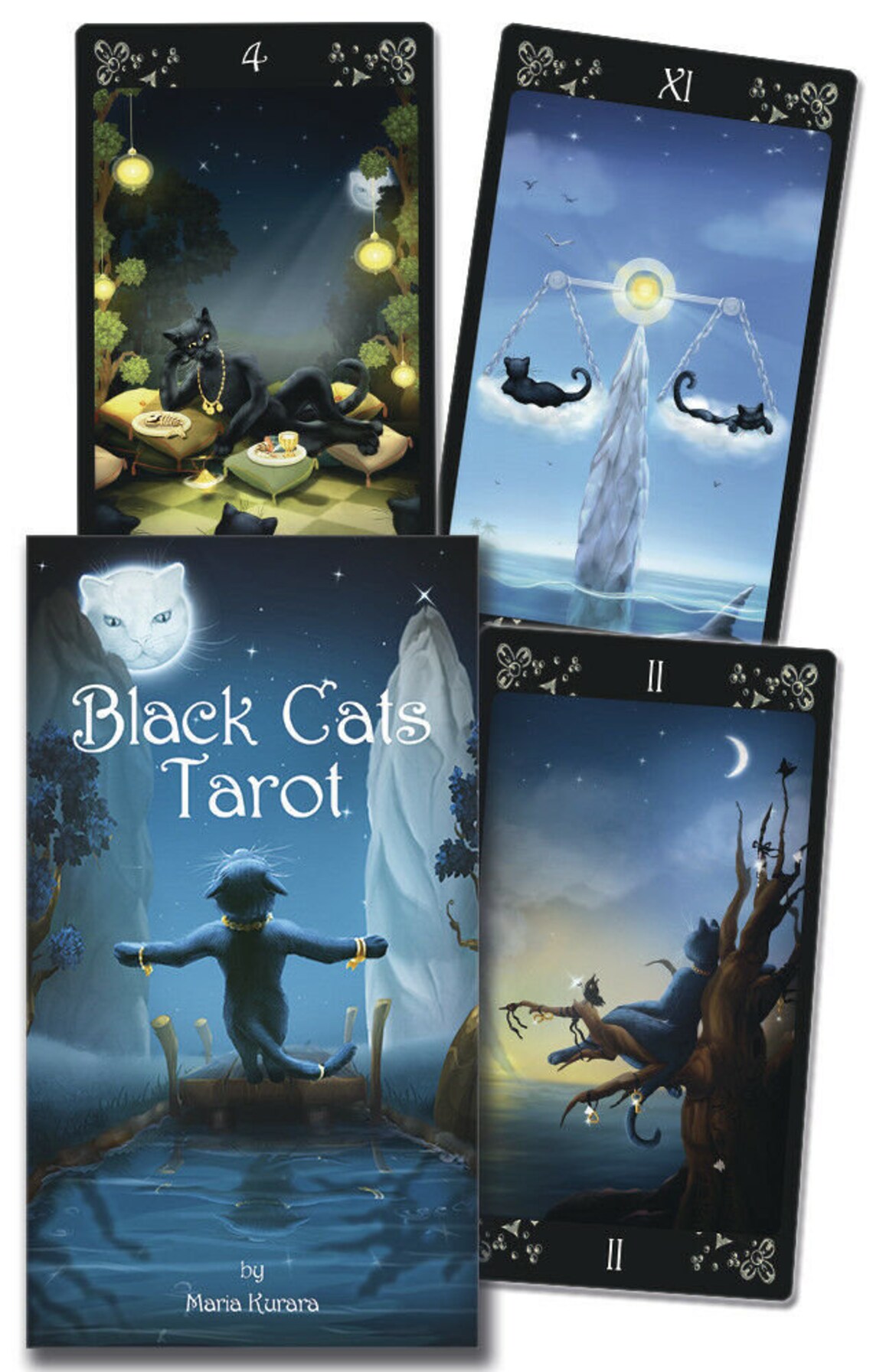 Black Cats Tarot Deck Cards Set Fantasy Art Oracle Card Etsy