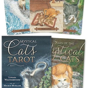 Mystical Cats Tarot Kit Card Deck & Guidebook Set Cat Oracle Cards and Book magic magick witch craft witchcraft wicca pagan wiccan