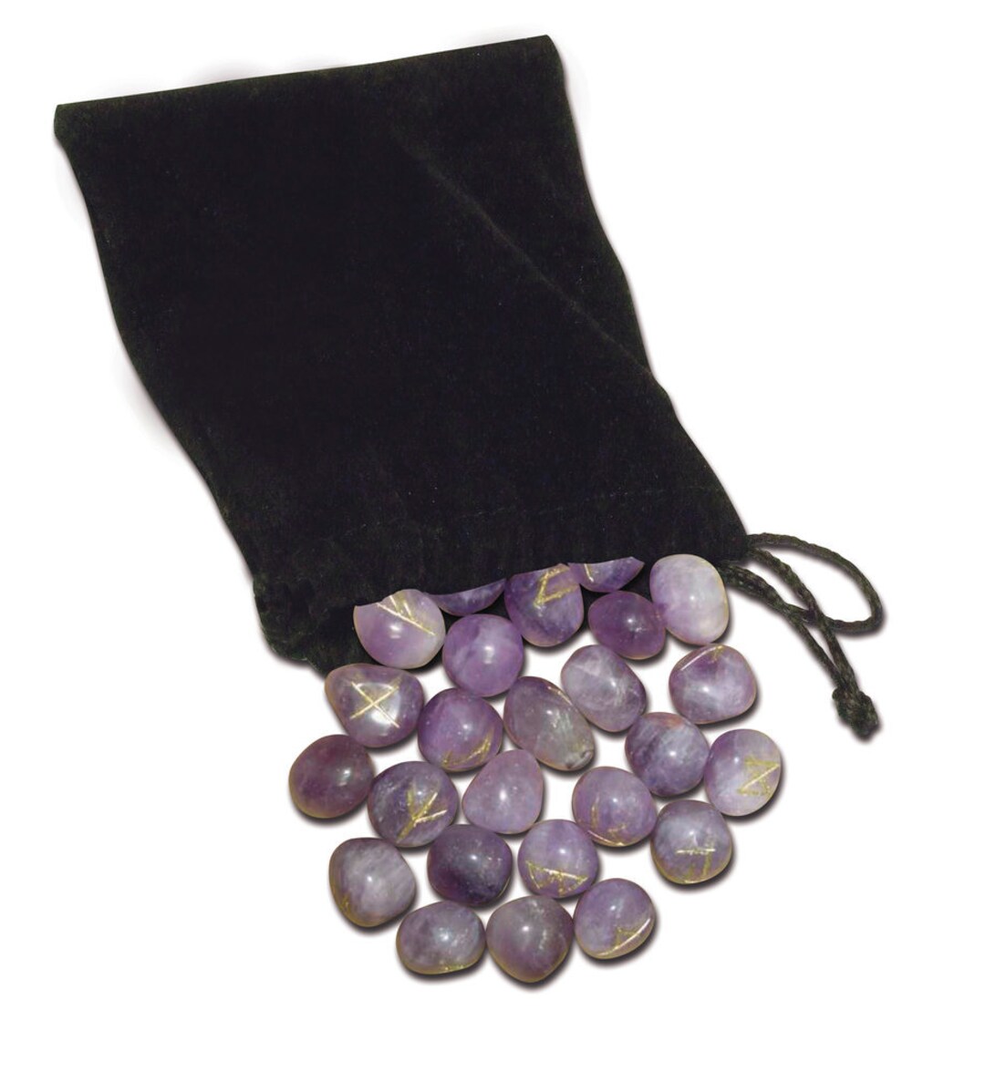 Amethyst Runes Set Runic Stones Velvet Pouch Instruction Booklet Rune ...