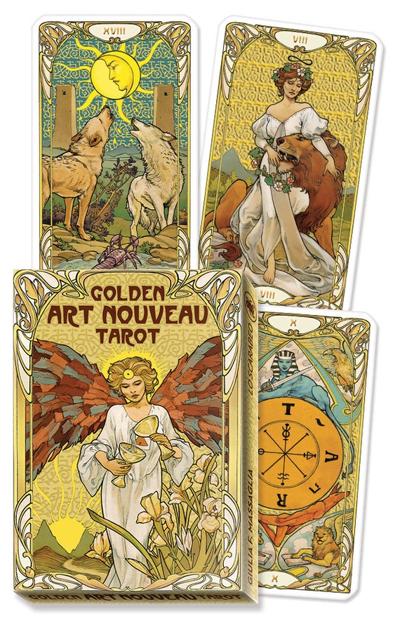 Golden Art Nouveau Grand Trumps Tarot Deck Cards Set Fantasy Art