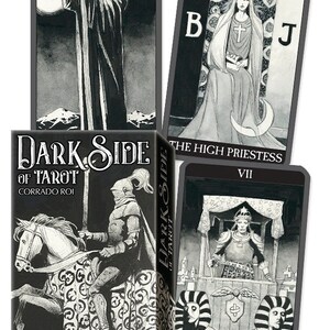 Lado oscuro del tarot Deck Set Cards Oracle Card Deck magia pagana brujería brujería wicca wiccan gótico negro blanco