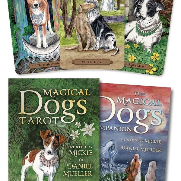Magical Dogs Tarot Kit Card Deck & Guidebook Set Cat Oracle Cards and Book magic magick witch craft witchcraft wicca pagan wiccan dog puppy
