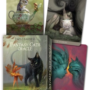 Fantasy Cats Oracle Kit Deck Cards Set Paolo Barbieri Card Booklet divination magick magic pagan wicca witch craft witchcraft cat tarot