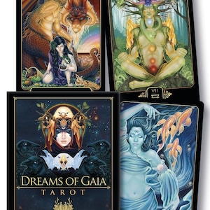 Zestaw kart tarota Dreams of Gaia i przewodnik Zestaw kart wyroczni i książka magia magia rzemiosło czarownictwo wicca pogaństwo wiccan knoty