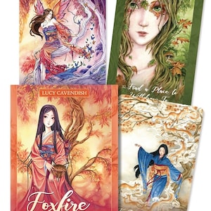 Foxfire Kitsune Oracle Cards and Guidebook Set Tarot Card Deck Book Kit fantasy art magick magic pagan wicca wiccan witch witches fox fire
