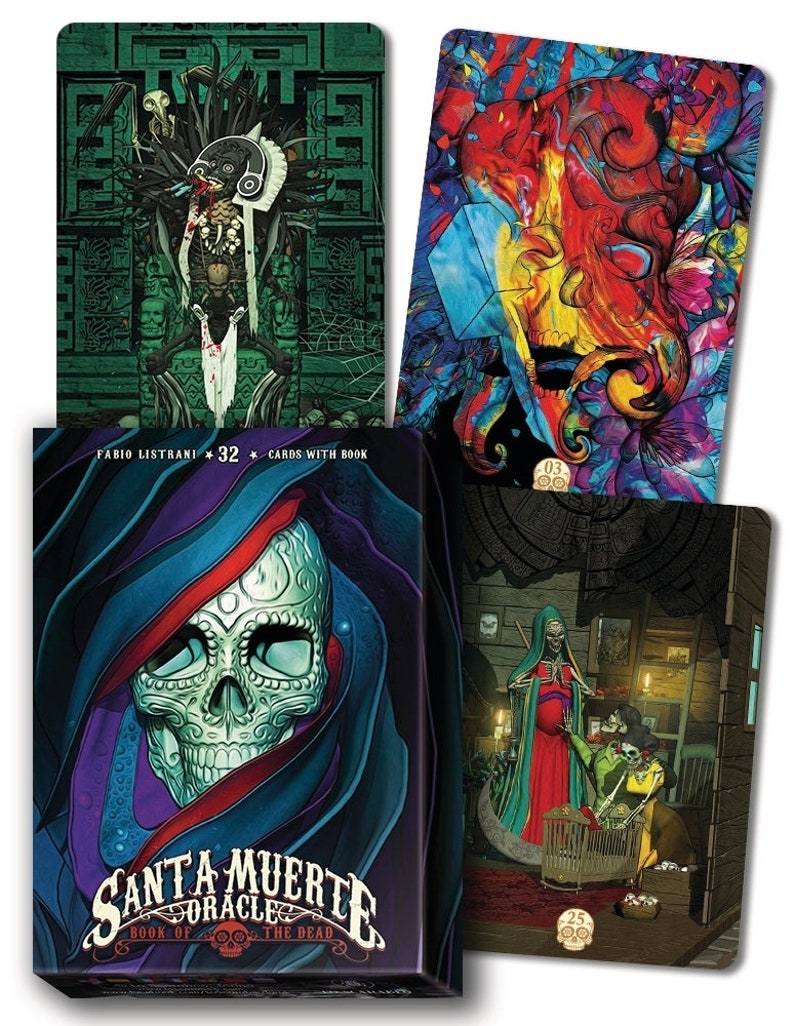 Jeu De Cartes De Tarot Santa Muerte - 78 Cartes, Thème Jour Des Morts - Avec Guide PDF Et Sac En Velours