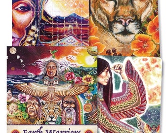 Earth Warriors Oracle Cards and Guidebook Set Tarot Card Deck Book Kit fantasía arte magia pagana wicca wiccan bruja brujería