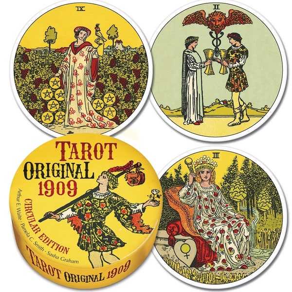 Tarot Original 1909 Circular Deck Cards Set Oracle Card Booklet Kit round retro magick magic wicca wiccan witch craft witchcraft circle