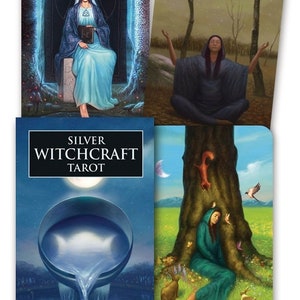 Argent Sorcellerie Tarot Jeu Cartes Set Art Fantastique Oracle Carte Livret magie magique païen wicca wiccan sorcellerie magique divination druide