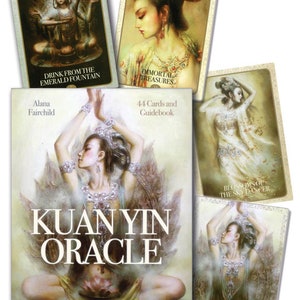 Kuan Yin Orakel Karten & Ratgeber Set Tarot Card Deck Book Kit Fantasy Kunst Magie Magie heidnische buddhistische Göttin der Barmherzigkeit und des Mitgefühls